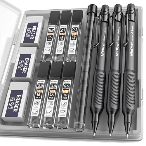 3PCS HD1000 Hevey Duty Art Mechanical Pencil 0.9mm with Case – 0.9mm