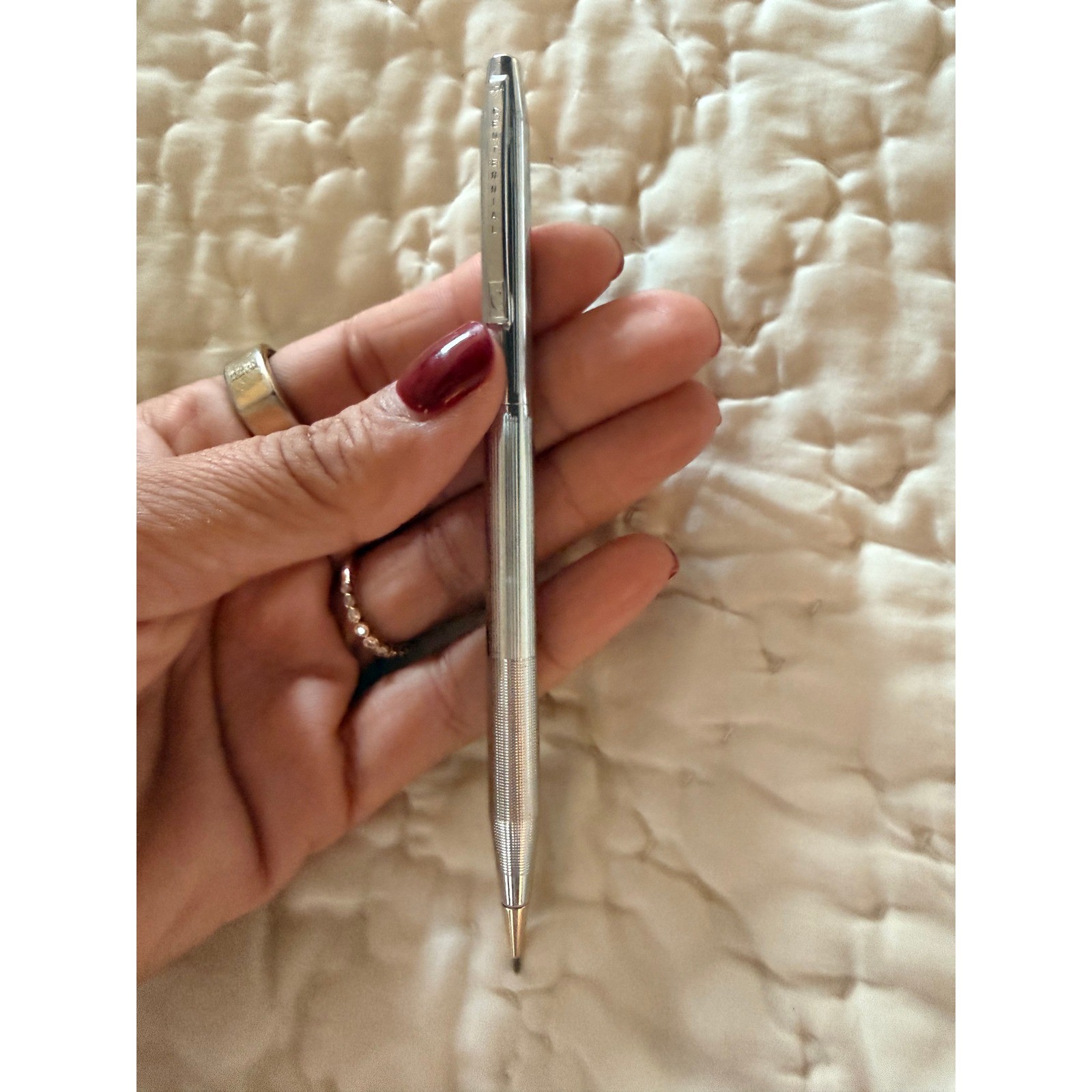 Vintage Cross Centennial Mechanical Pencil Chrome Pinstripe Made in USA Gold Tip