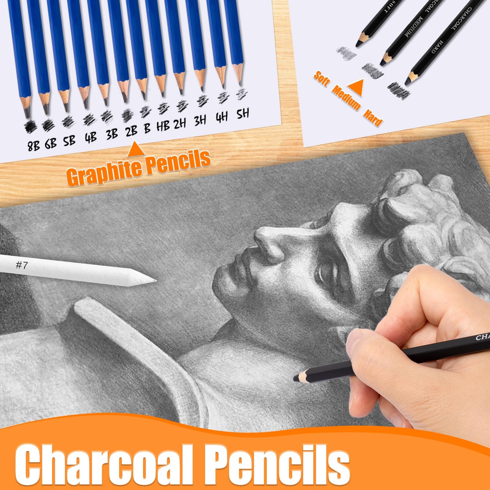 Drawdart Art Supplies Drawing Pencils Set – 76 Pack Pro Sketching Multicolor