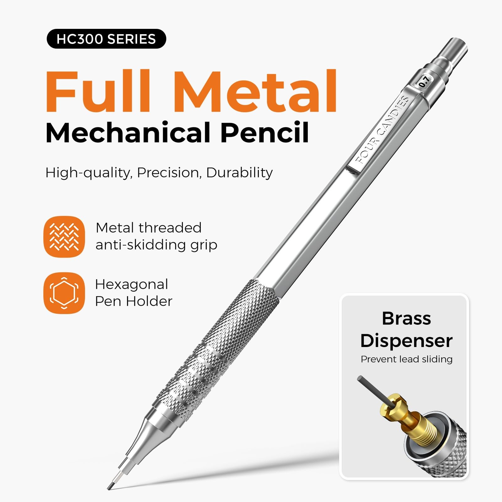 4PCS Metal Mechanical Pencils Set with Case, 0.5mm & 0.7 mm Artist Pencil wit…