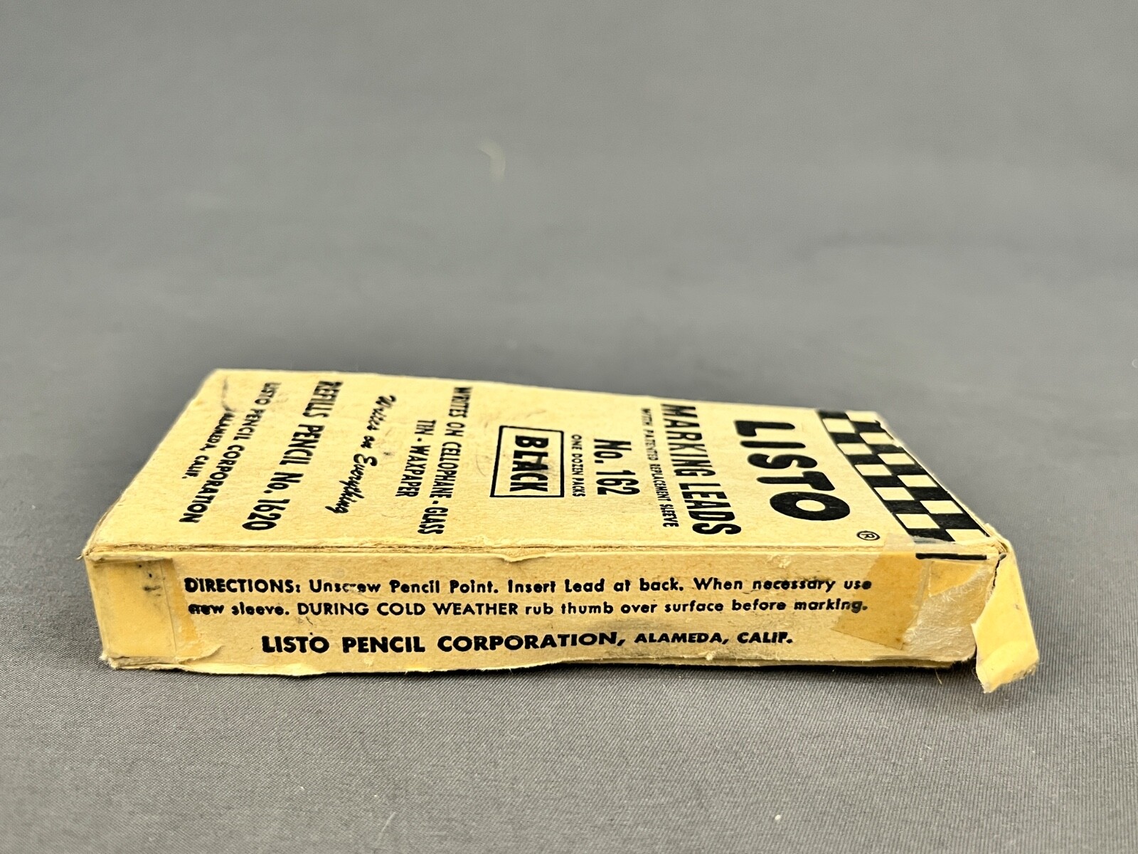 Vintage Listo Marking Leads Black No. 162 Box of 12 (3E)