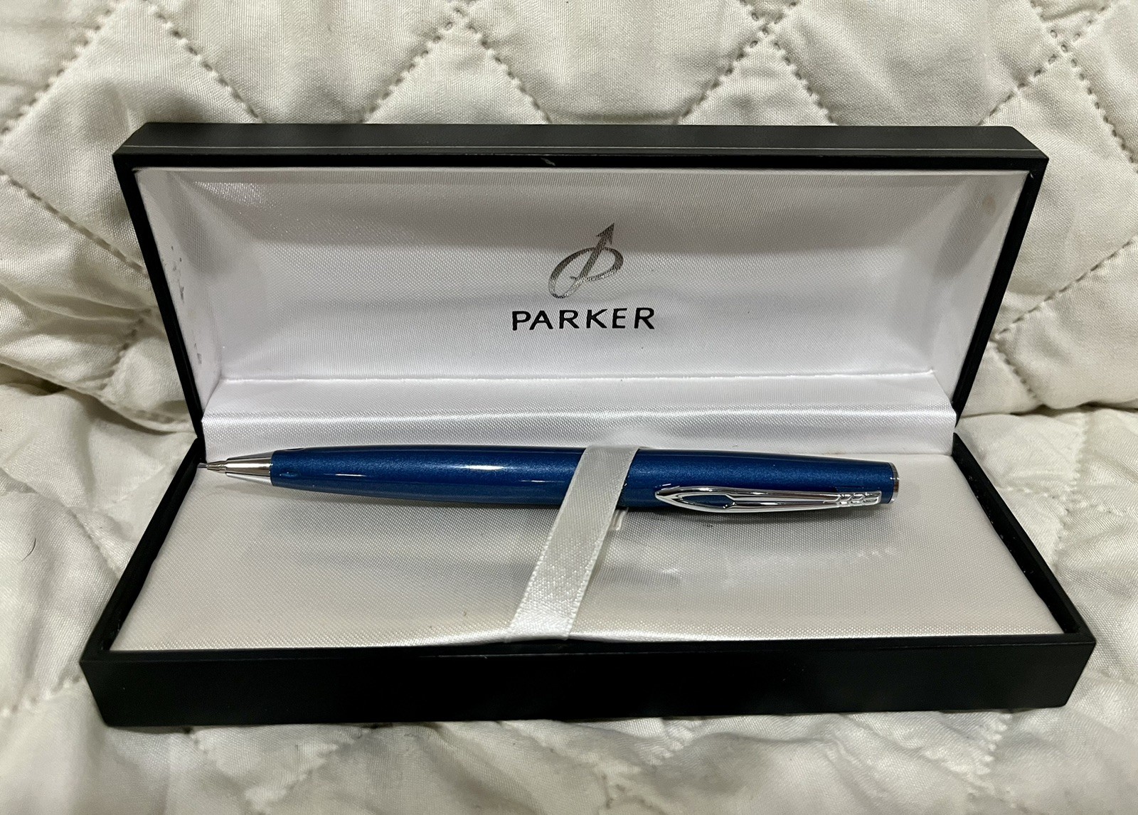 Parker Mechanical Pencil Metallic Blue Barrel Chrome Trim Thicker Grip