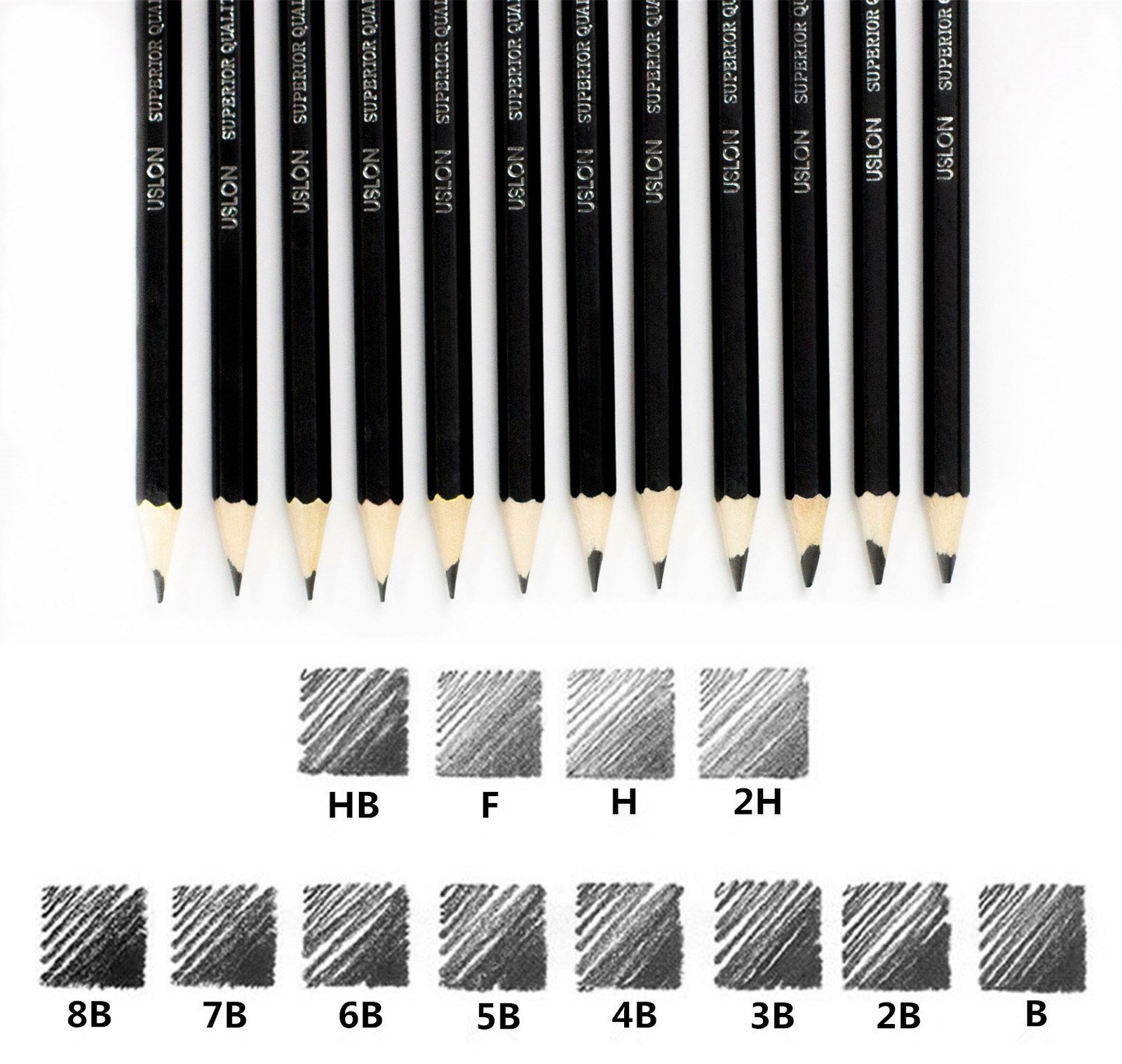 YSLON Professional Sketch pencils Drawing 1 Count (Pack of 12), Black