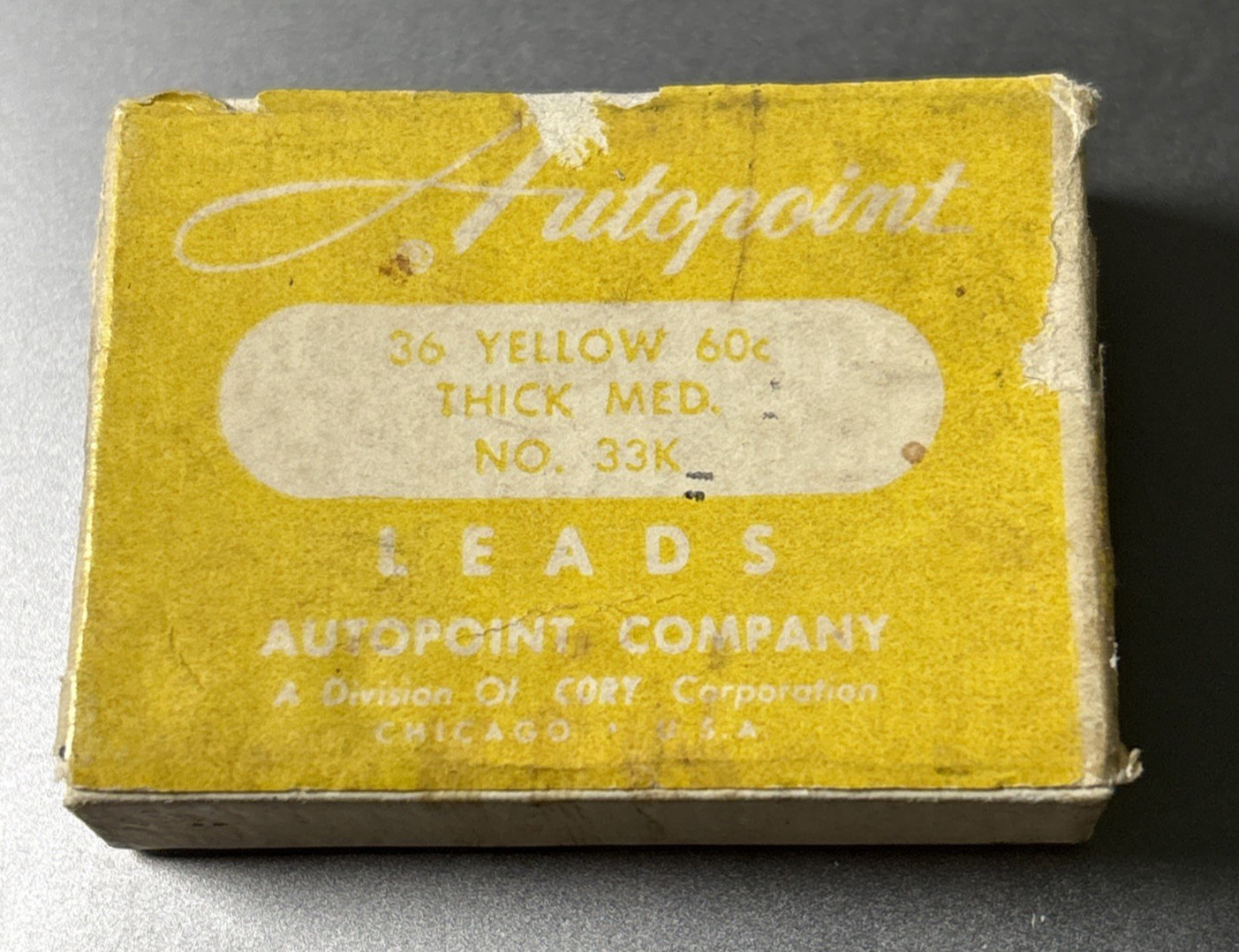 Vtg Box of Autopoint 36 No 33K Thick Med Yellow Leads Nr. 9054 A W Farber