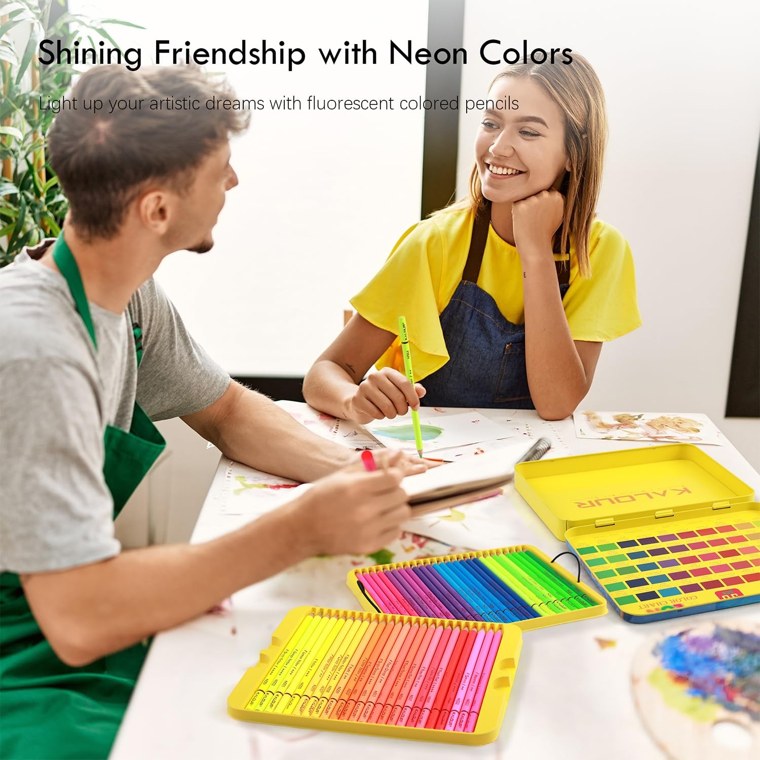 KALOUR PDAS 50 Neon Colored Pencils for 50 Count (Pack of 1), Multicolor