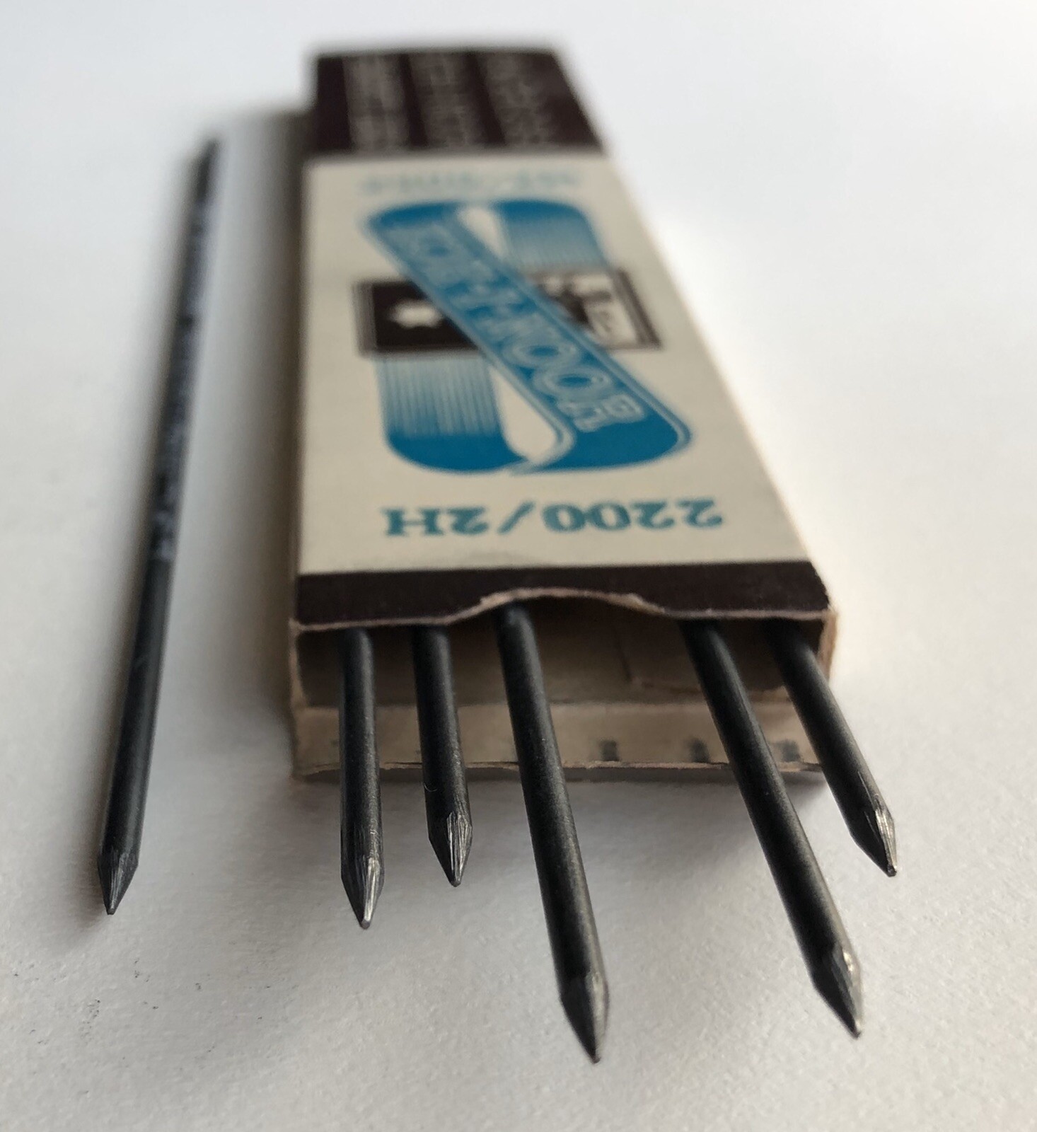Vintage Koh-I-Noor Hardtmuth 2200 NOS 2mm 2H Drafting Lead 6 Pack Sleeve USA