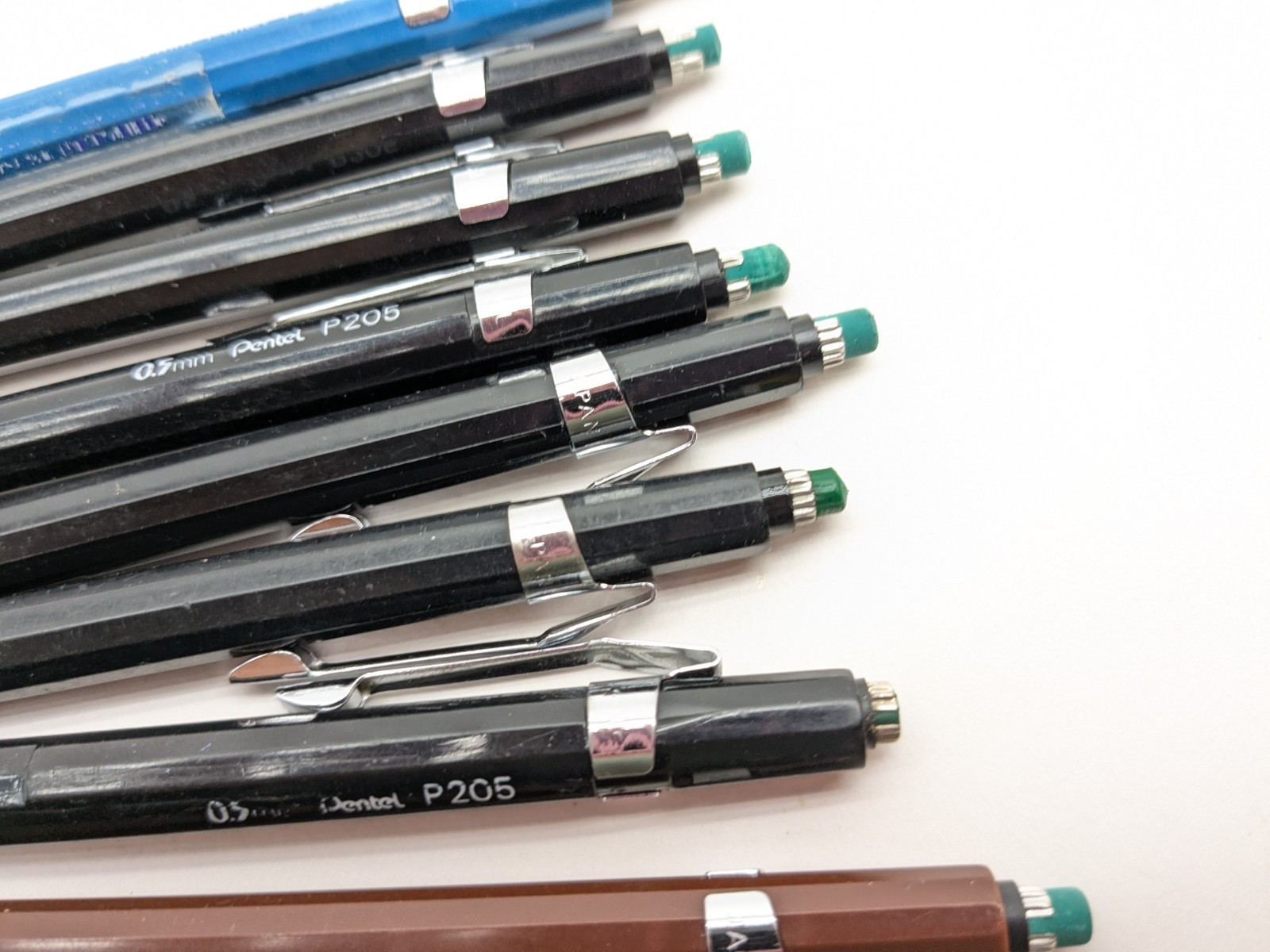 Pentel mechanical pencil p203 Brown 0.3mm Black Pencil p205 05mm lot of 10