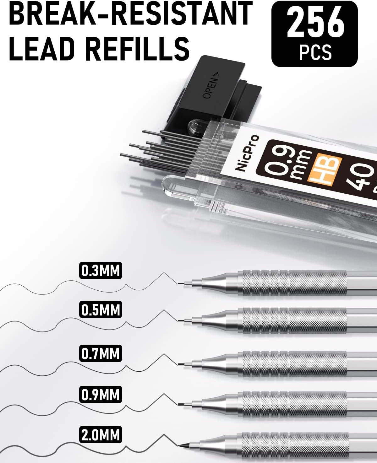 Nicpro Metal Mechanical Pencil Set, 5 PCS Art 1 Count (Pack of 5), Silver