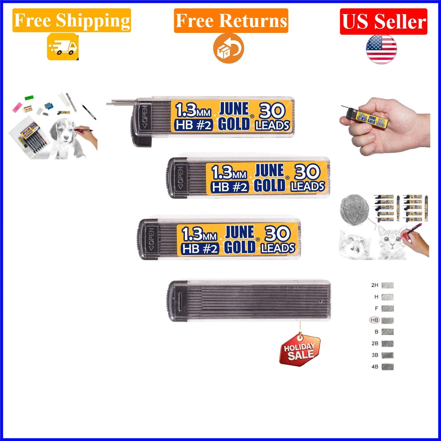 120 Pcs 1.3mm HB Break-Resistant Lead Refills, 4 Dispensers for Mechanical Pe…