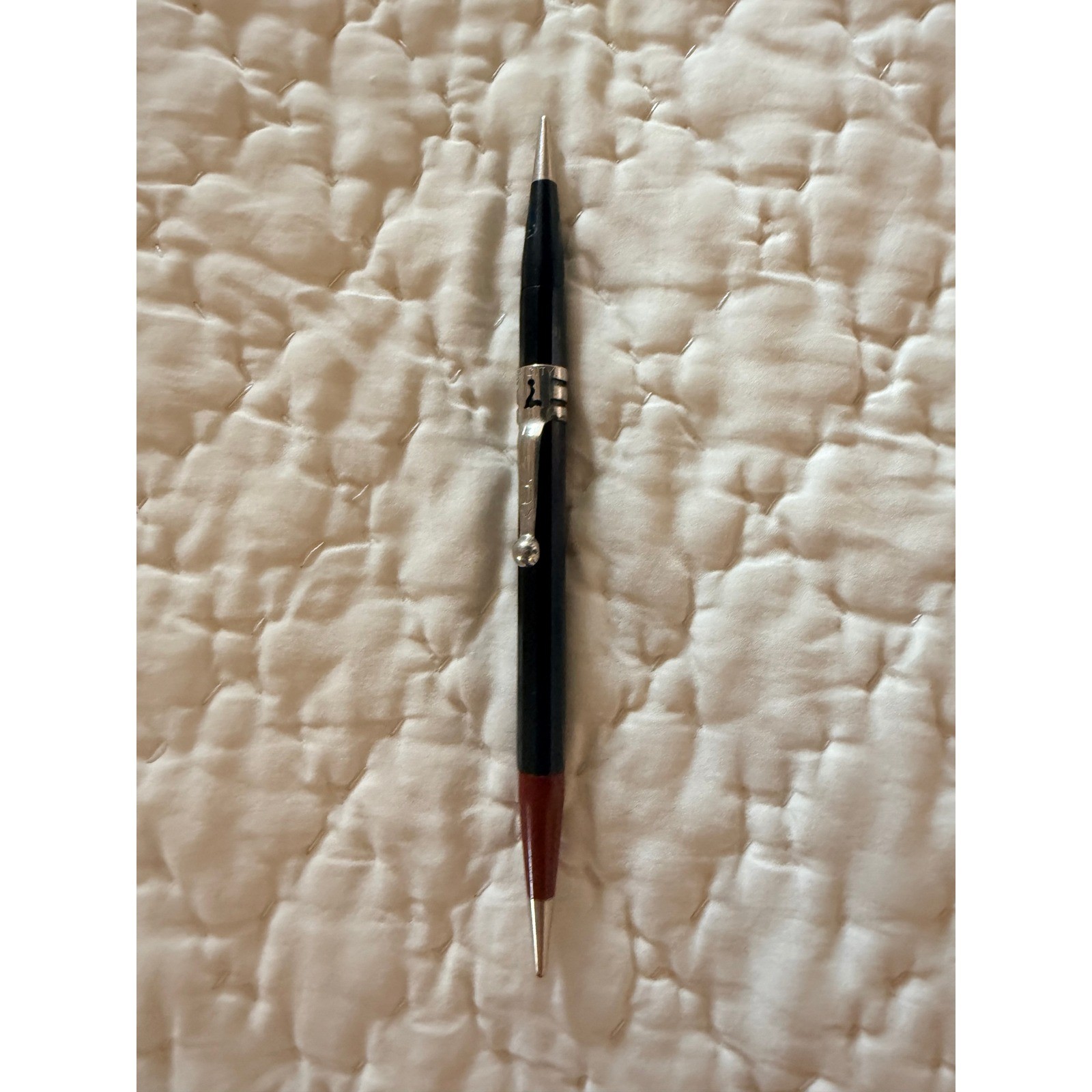 Vintage Lindy Mechanical Pencil Black and Red Two Tone Silver Clip Collectible