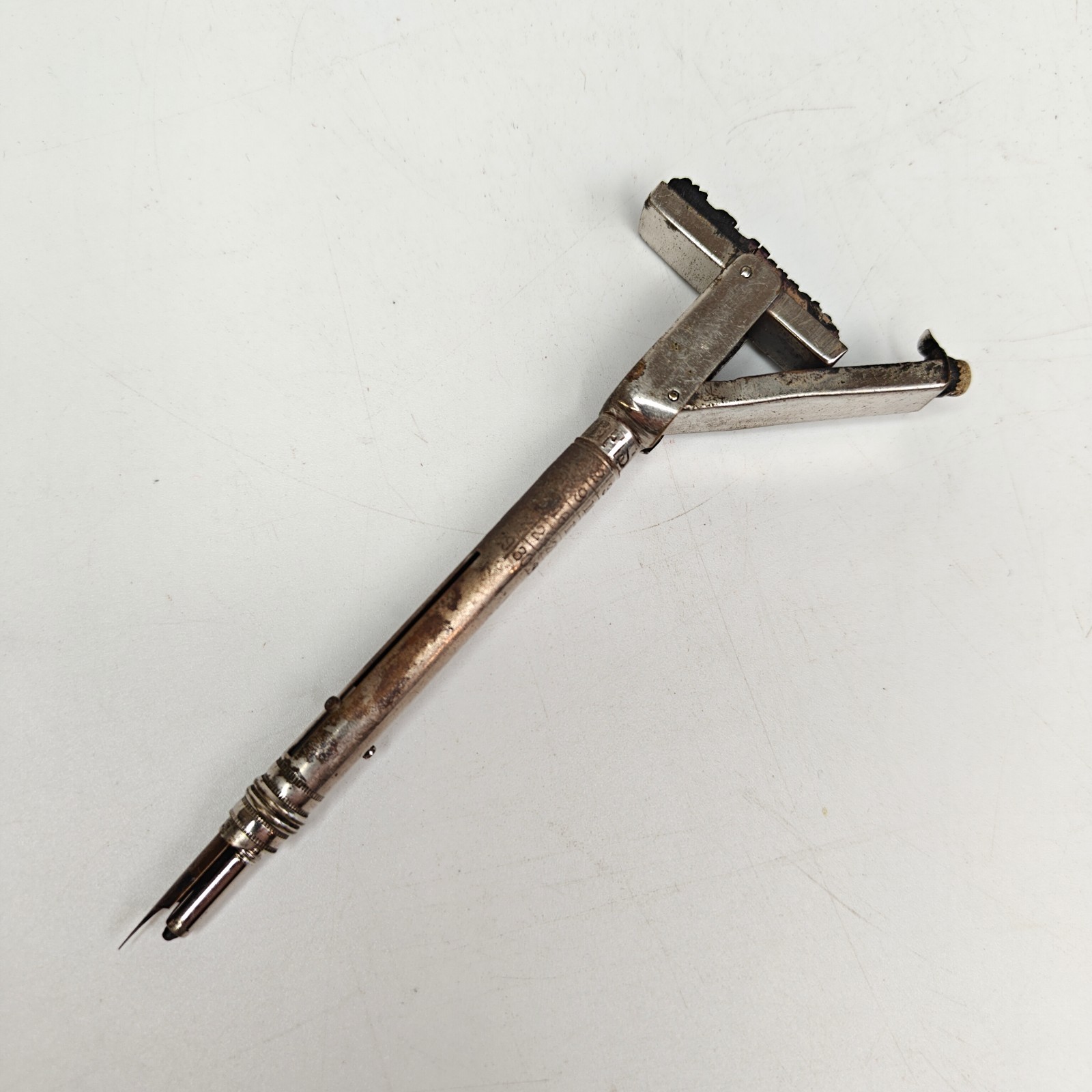 Antique Retractable Dip Fountain Pen Pencil Ink Rubber Stamp Cale Silver