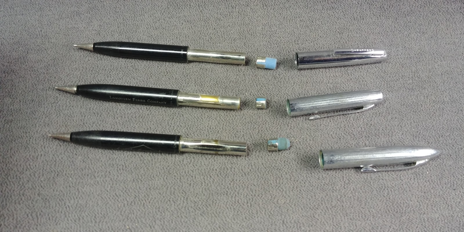 3 1950s+ Sheaffers Mechanical Pencil Right COOP Supply Service Longview Fibre