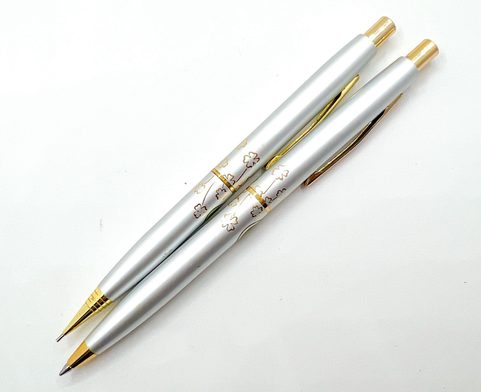 Platinum 2pcs Mechanical Pencil 0.5 mm & Ballpoint Pen Flower Theme Functional