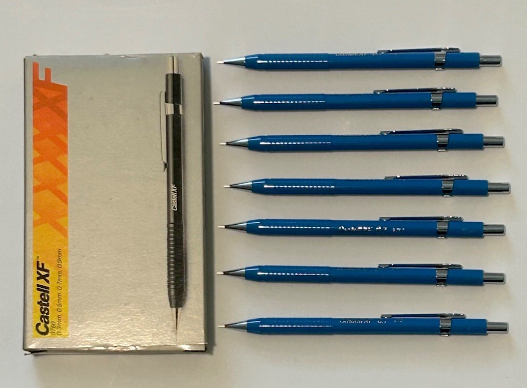 Vintage Faber Castell XF 9767 (7) Mechanical Pencils 0.7mm blue Japan