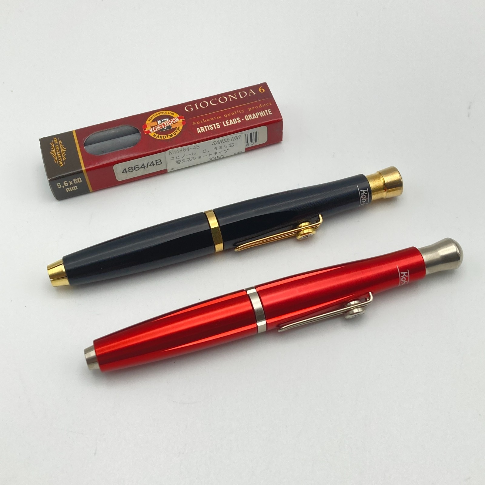 Koh-I-Noor 5.6mm Lead Holder Clutch Pencil Set Red Black 2pcs