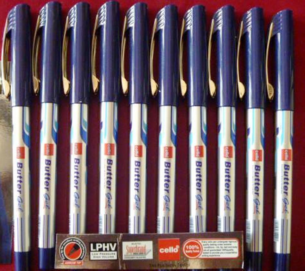 Lot of 10 Pen CELLO Butter GEL Pen Blue Ink Color Designer BODY USA SELLER