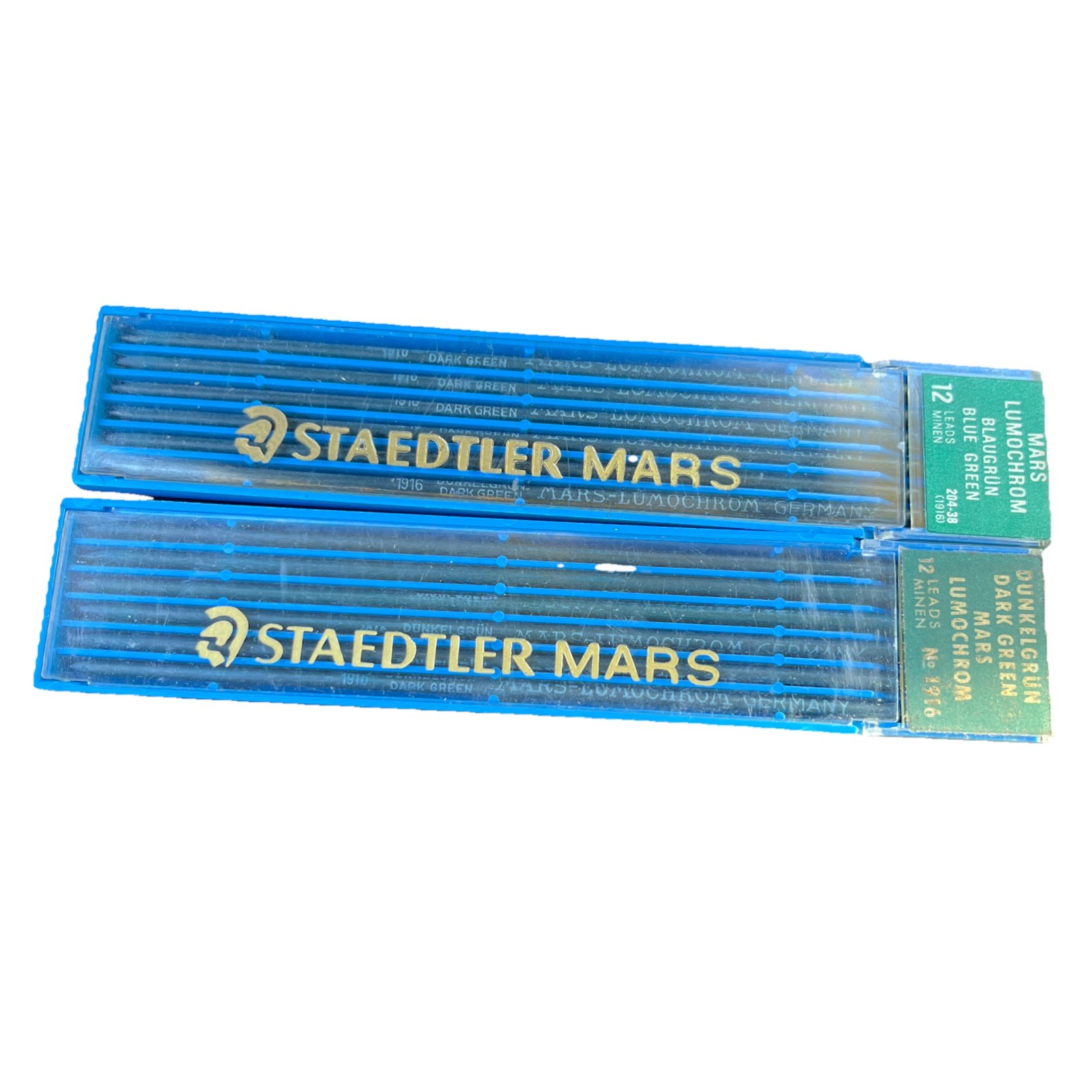 2 Staedtler Mars Lumochrom Blue & Green 24 Leads 204 / 1916 for Technical Pens