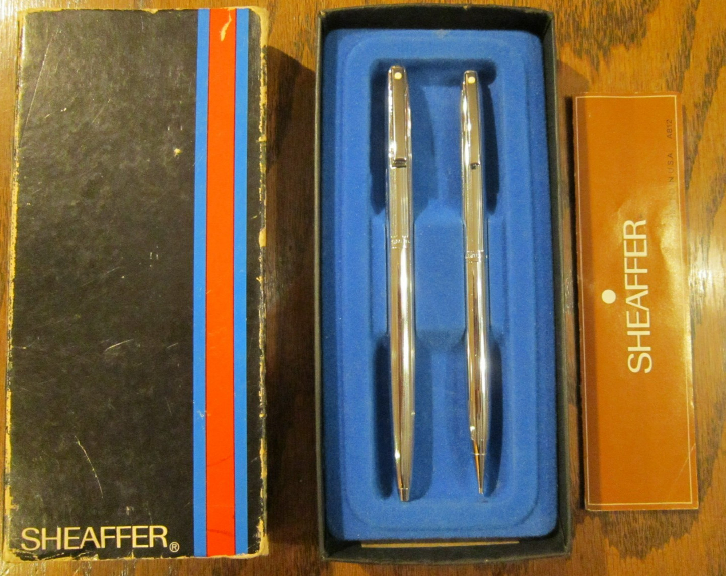 Sheaffer Vintage White Dot Silver Ballpoint Pen & Mechanical Pencil Set A812