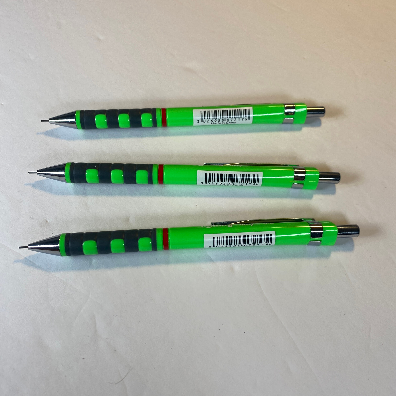 NEW Rotring Tikky 0.5 mm Mechanical Pencil Lot of 3 Rubber Grip Neon Green