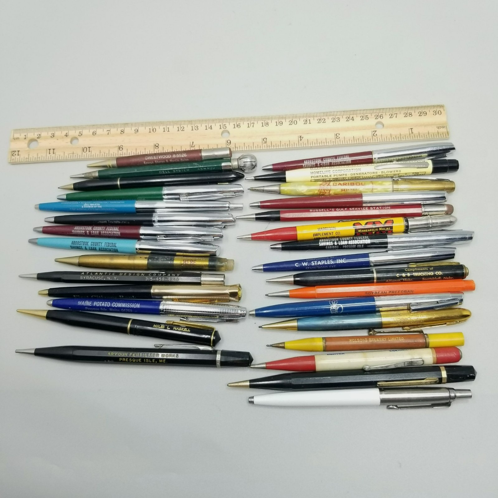 Vintage Advertising Mechanical Pencil and Pen lot of 30 AS IS