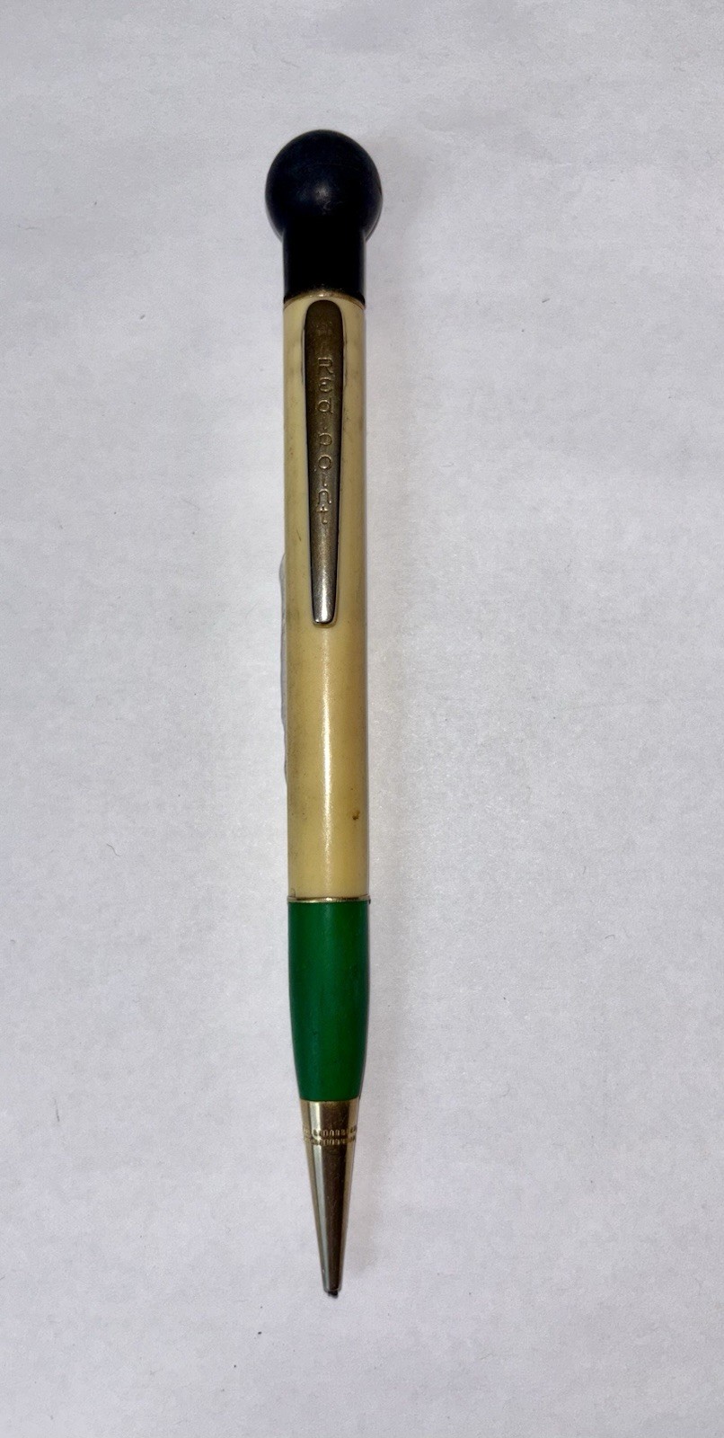 Vintage Redipoint Mechanical Pencil Green Cream 8 Ball Top Collectible