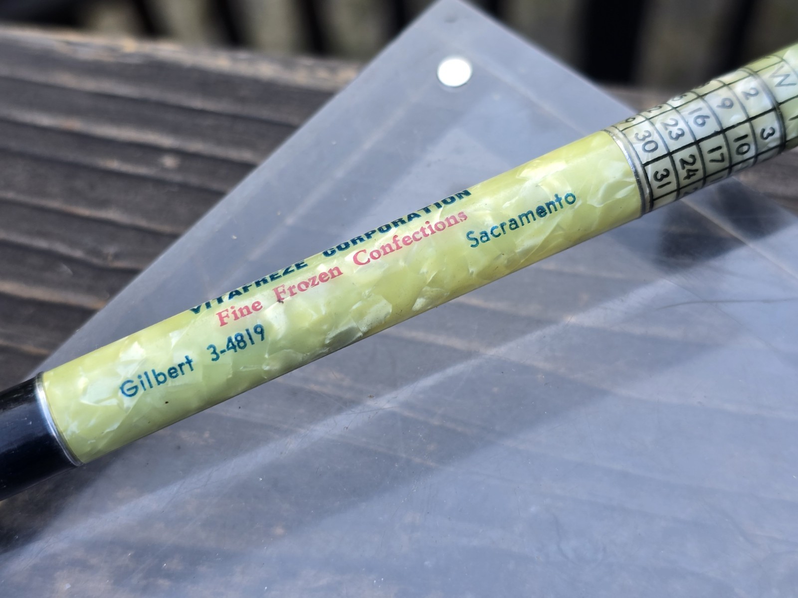 Vintage Ritepoint Mechanical Pencil Vitafreeze Corp. Sacramento, Ca. Calendar