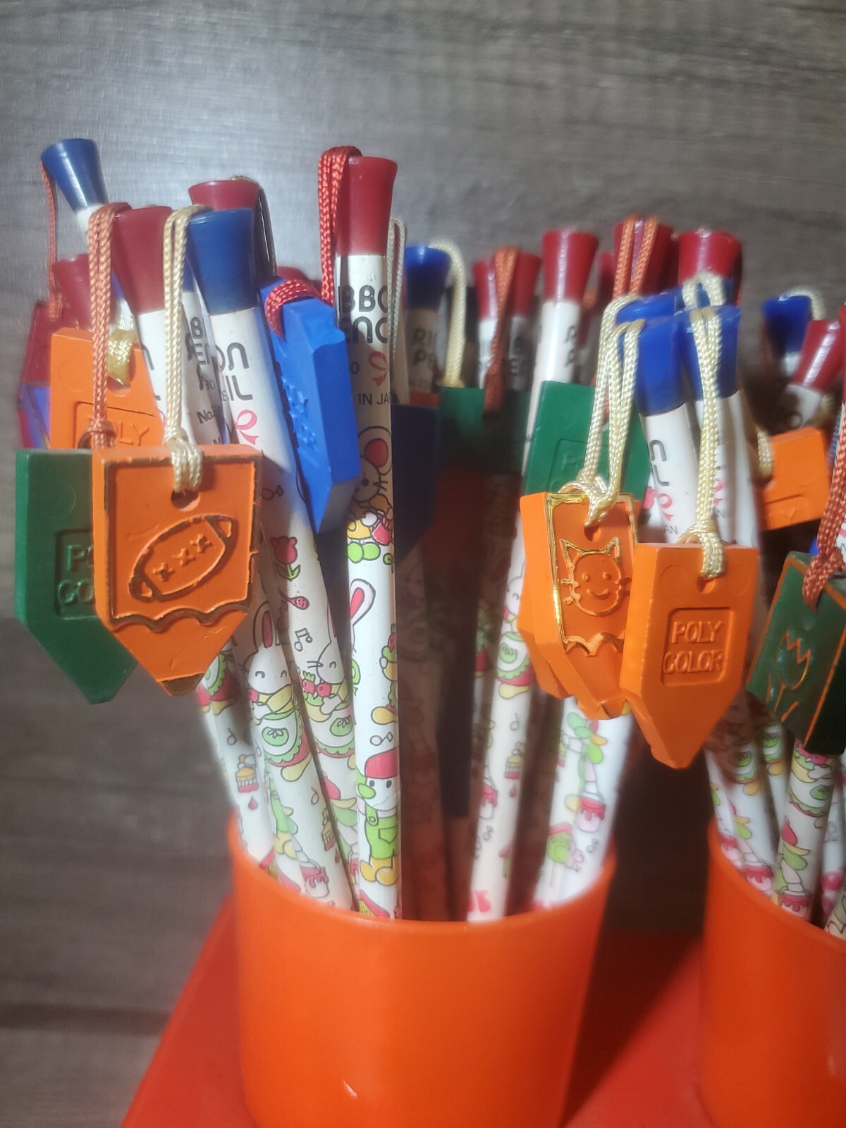 Vintage Lot Of 58 Mascot Animal Pencils Made In Japan With Display NEW