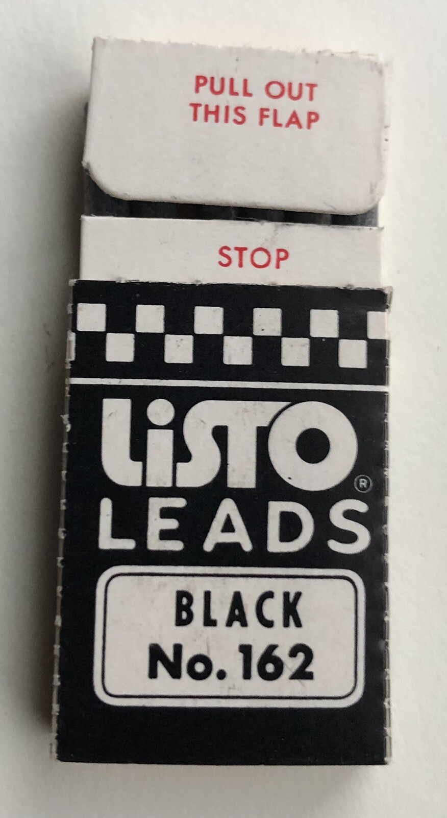 Vintage LISTO Pencil Corporation 4mm Black No. 162 Marking Lead 6 Pack CA USA
