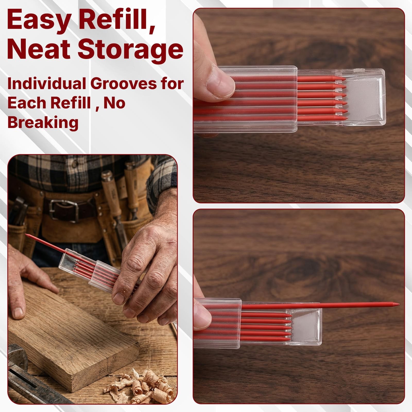 36 Pcs 2.8mm Pencil Lead Refills for Carpenter Mark Pencils Solid Deep Hole