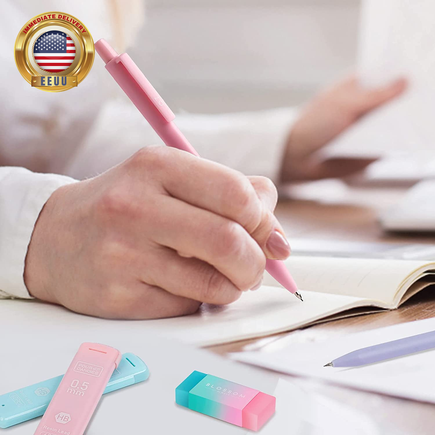 Cute Mechanical Pencil Set, 6PCS Pastel Mechanical Pencils 0.5 & 0.7Mm with 360P