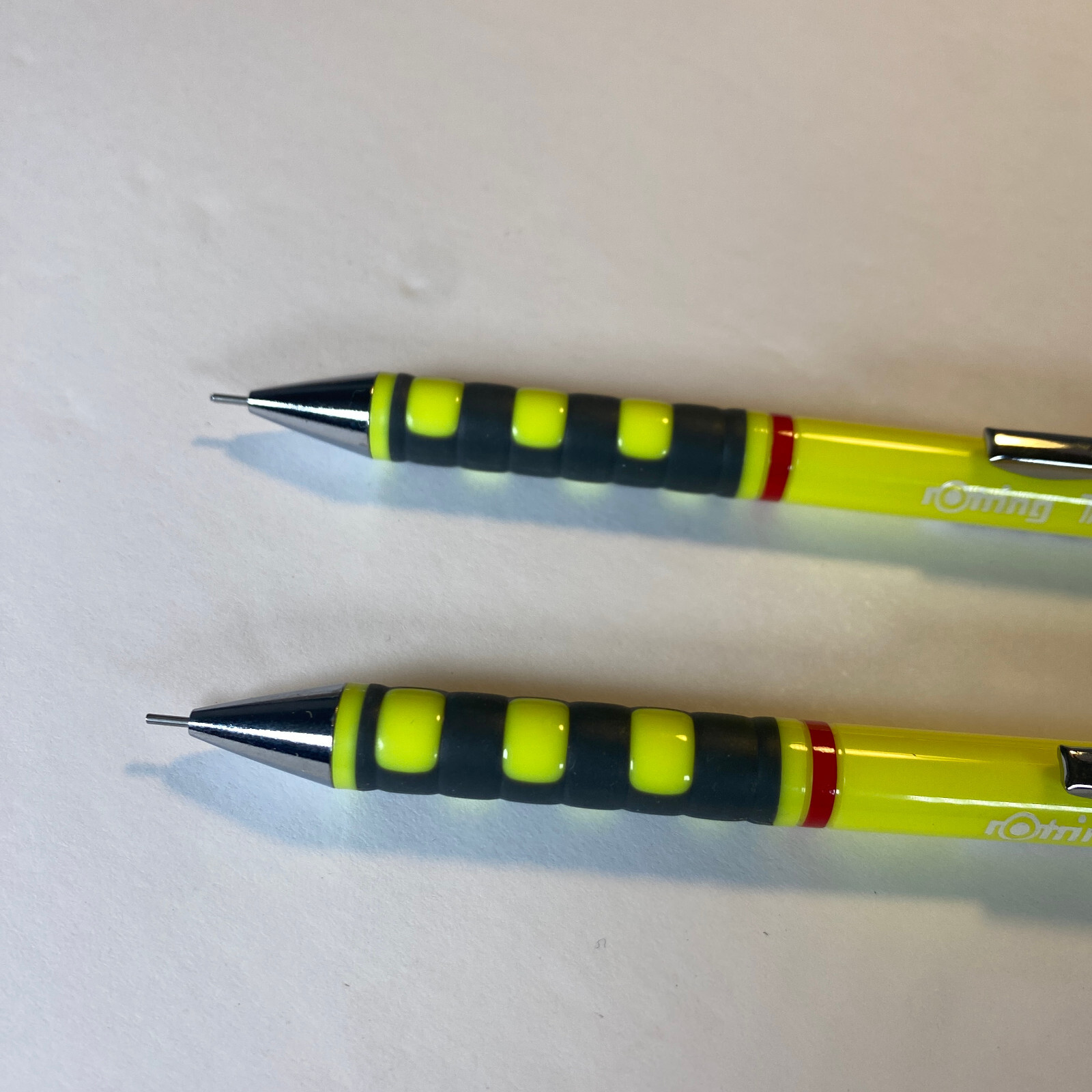 NEW Rotring Tikky 0.5 mm Mechanical Pencil Lot of 2 Rubber Grip Neon Yellow
