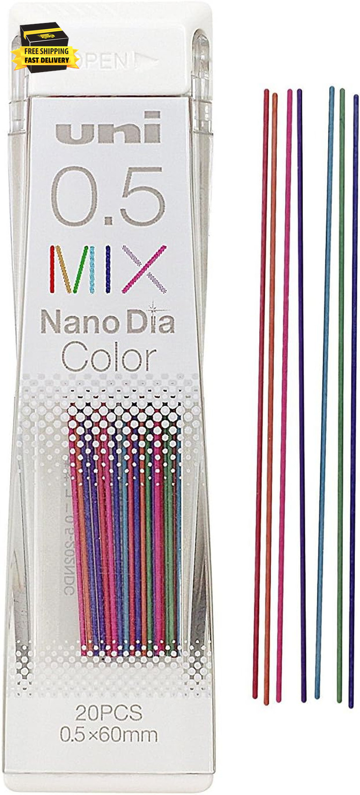 Uni Mechanical Pencil Lead Nanodia Color Assorted 0.5Mm 20Leads ⭐️⭐️⭐️⭐️⭐️