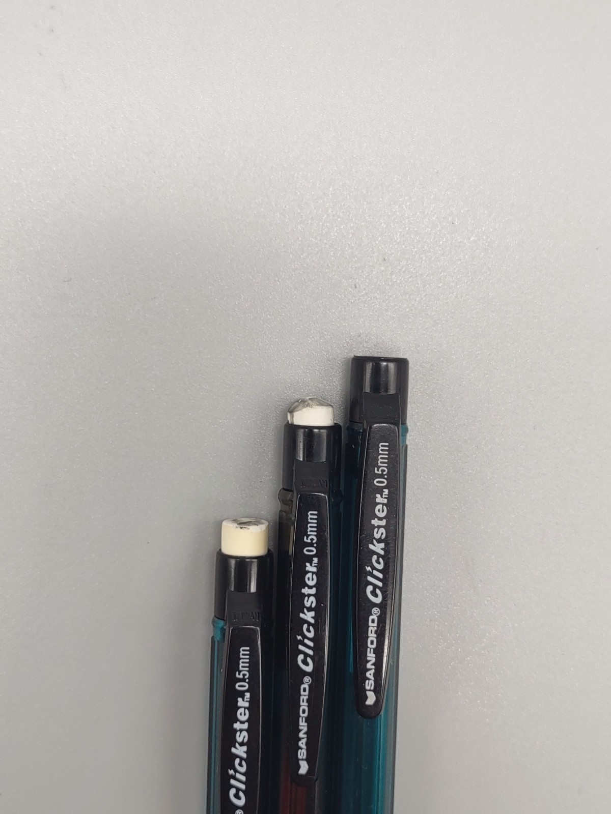 Sanford Clickster Mechanical Pencil. 0.5mm. Transparent Green & Black. 3 Qty.