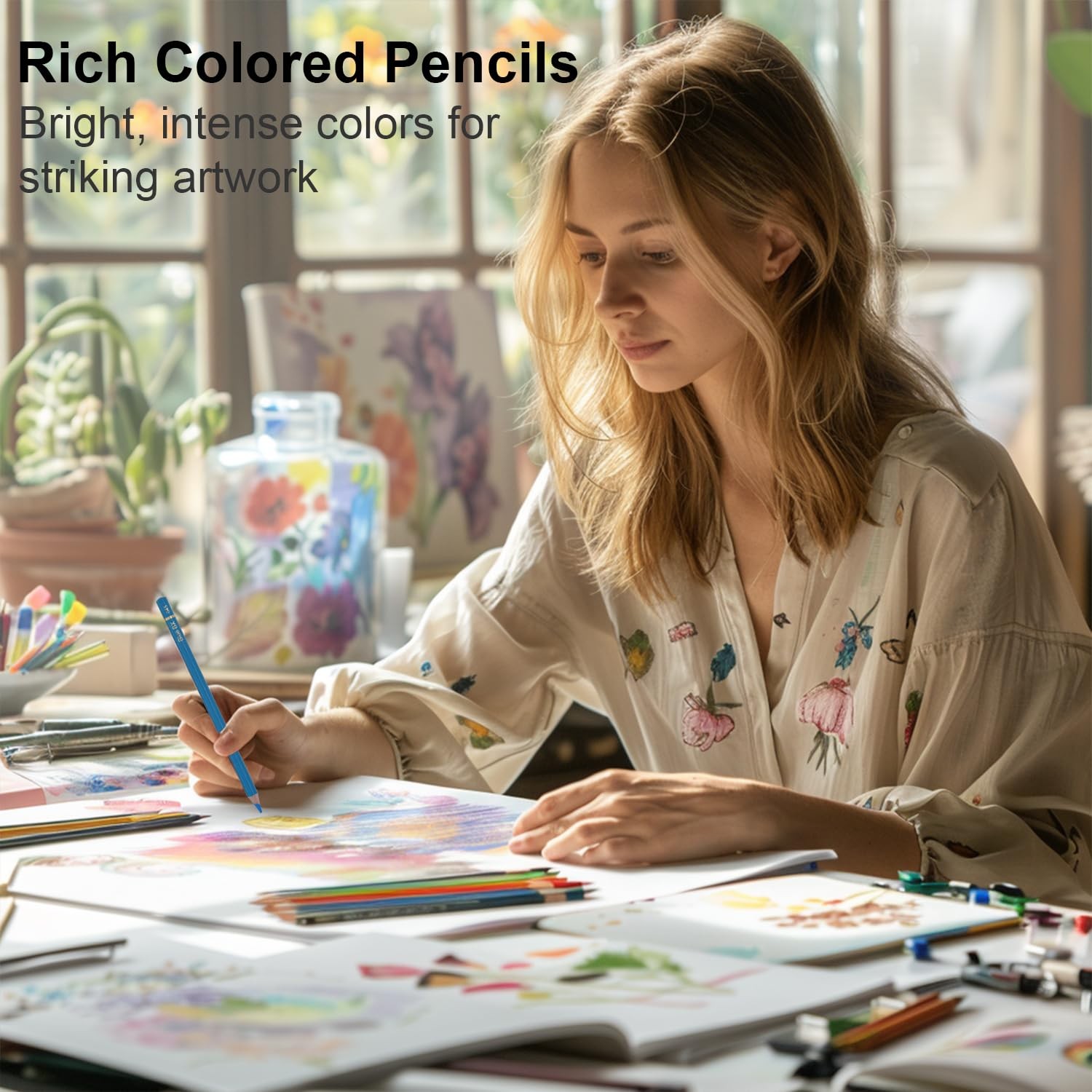 Hureny Colored Pencils for Adult Coloring 72 Count (Pack of 1), Multicolor