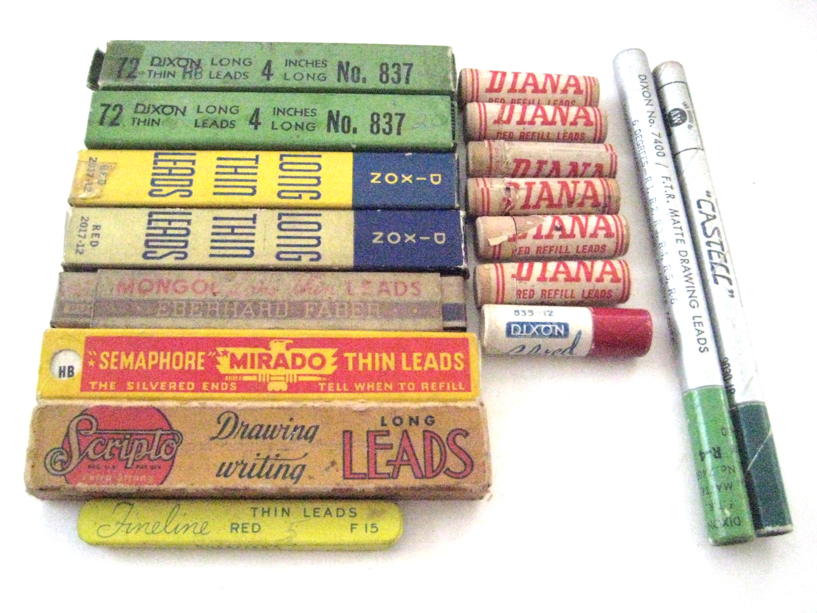 LAEGE LOT OF DRAWING & DRAFTING LEADS DIXON, MONGOL, EAGLE, CASTELL, STAEDTLER +