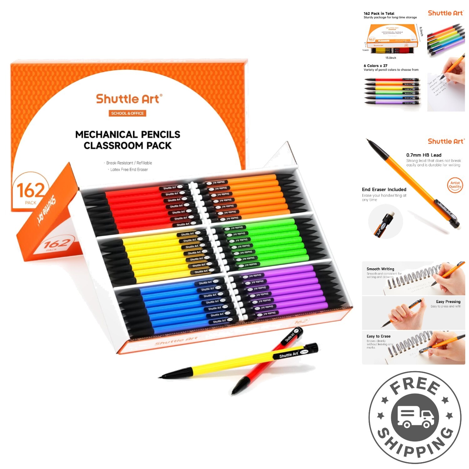 Bulk 162 Count Mechanical Pencils – Non-toxic with Smooth Writing Performance