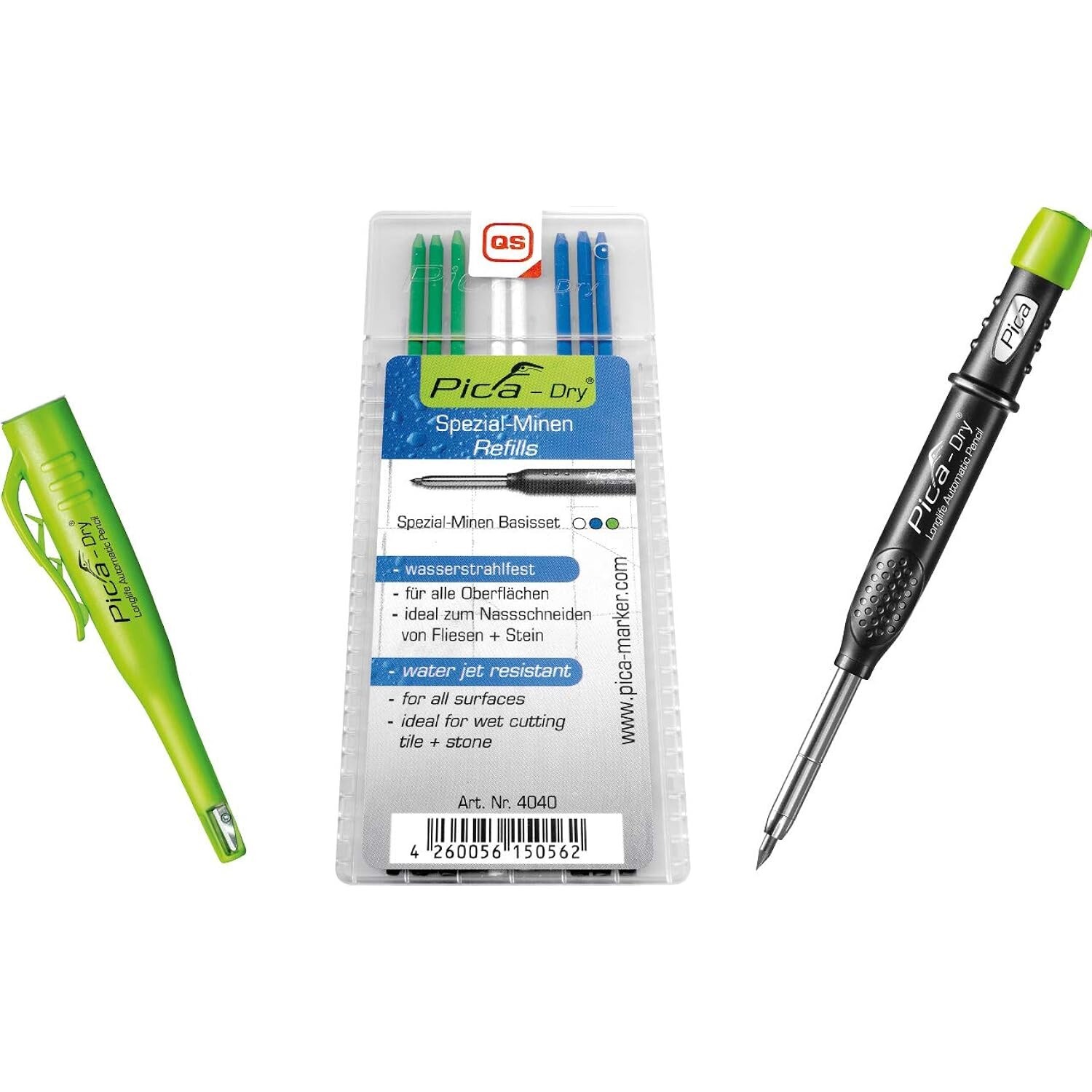 3030 + 4040 Dry Pen Set with Special Lead Carpenter’s Pencil Green Blue White