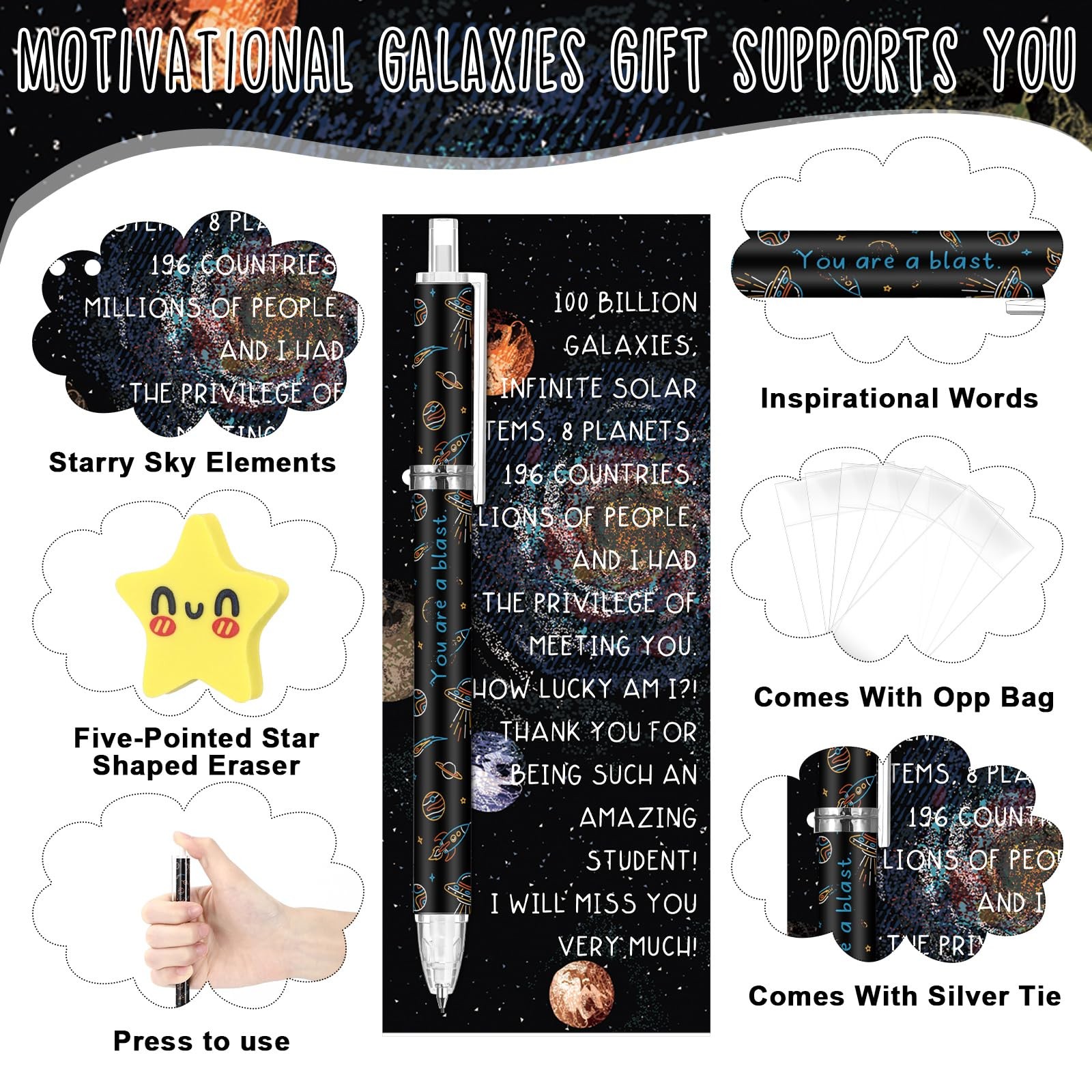 30 Sets End of Year Gift from Teacher Inspirational Space Astronaut Pencils A…