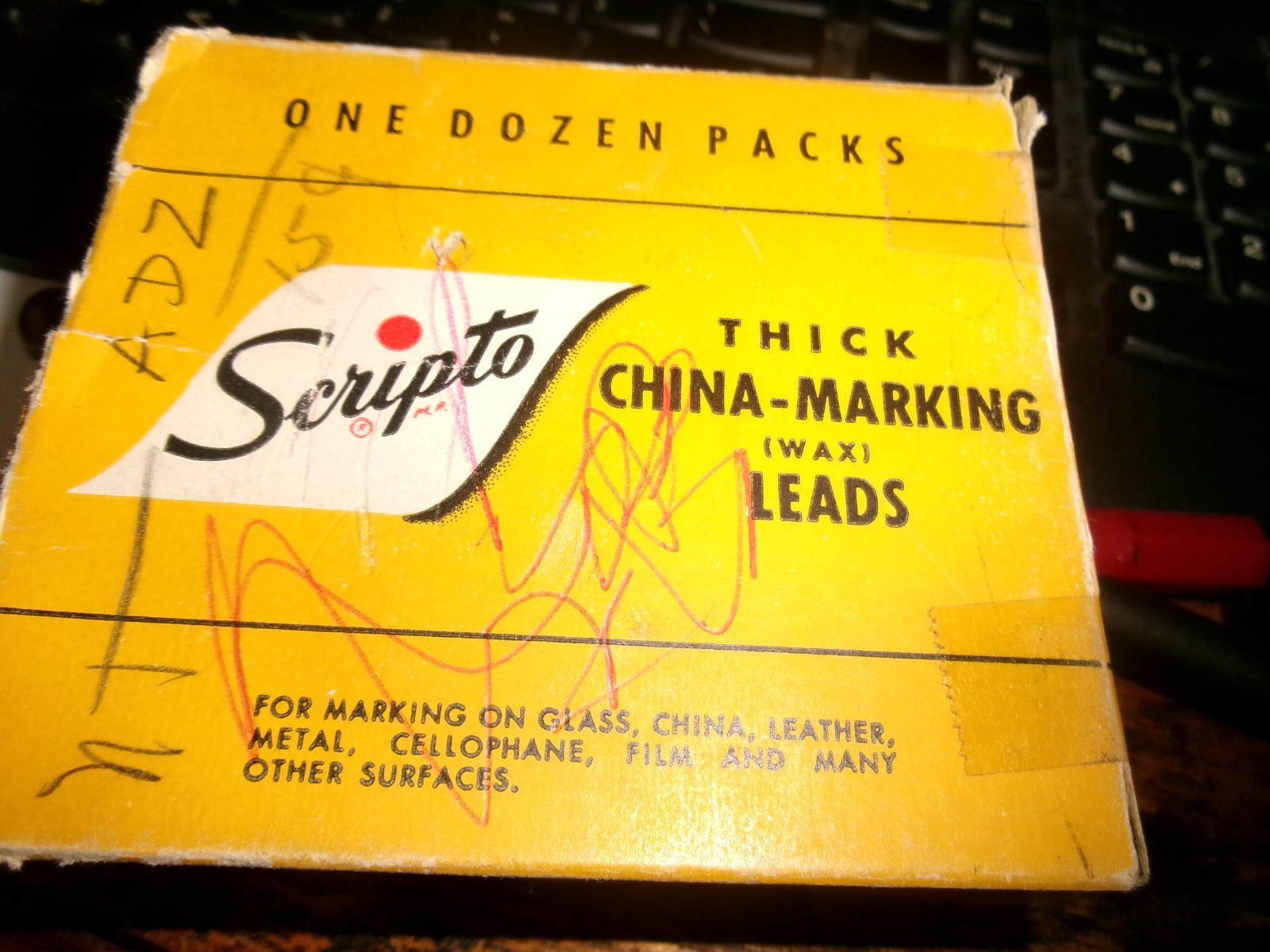 9 small pkgs of Scripto thick china-marking leads in orignal box