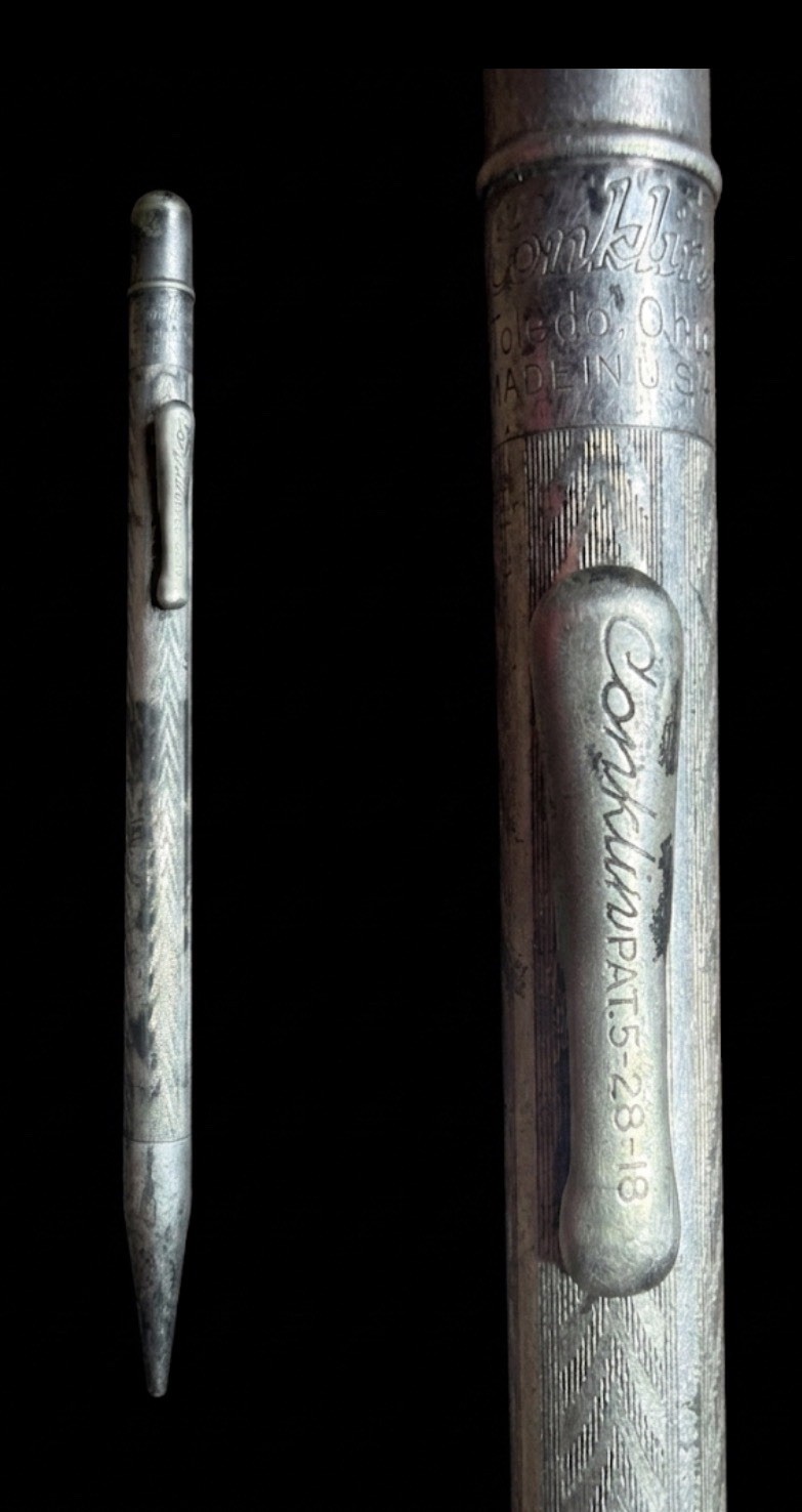 Vintage Conklin Pat metal Mechanical Pencil Chevron Pattern