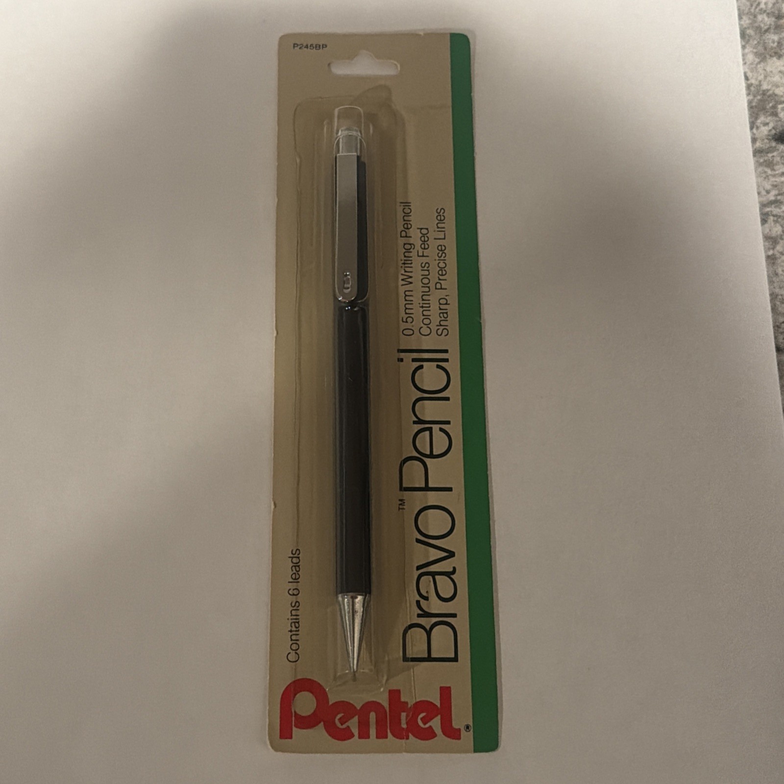 VTG Pentel Bravo Mechanical Drafting Pencil 0.5 mm w/Cleaning Pin BLK NEW P245BP