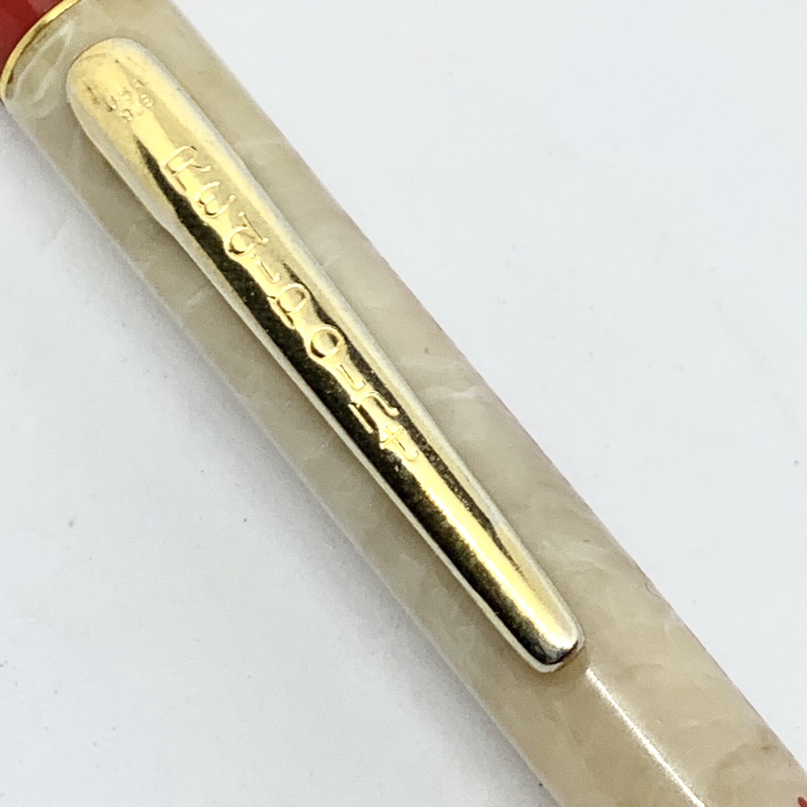 Vintage Redipoint Mechanical Pencil Auto Advertising White Marbled Bakelite Red