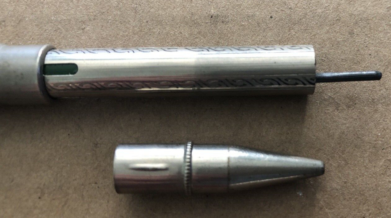 Vintage GERMANY Mechanical Pencil Silver Tone Fancy Art Deco 4 FOUR COLOR