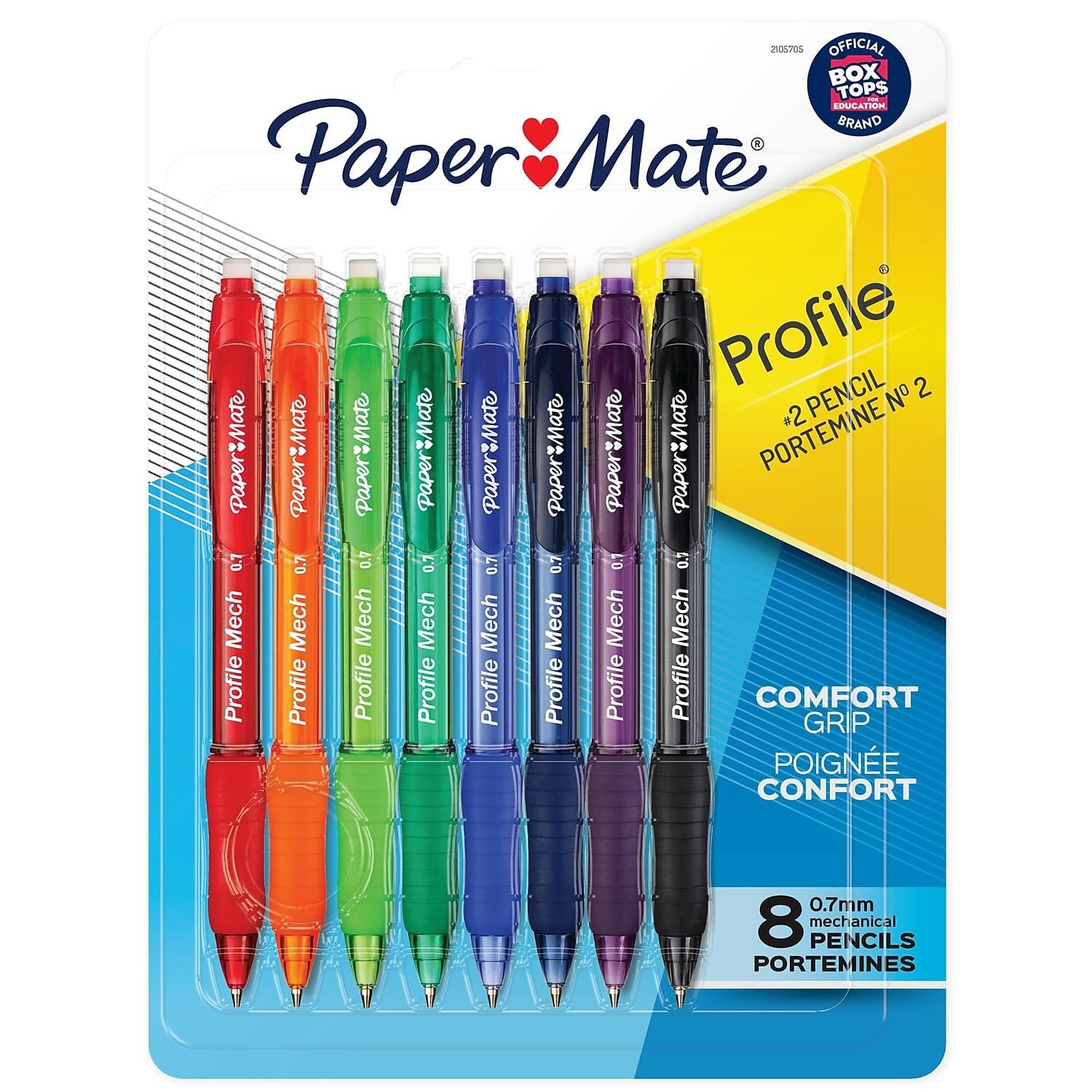 Paper Mate Profile Mech Mechanical Pencil 0.7mm 1 Count (Pack of 8), Assorted