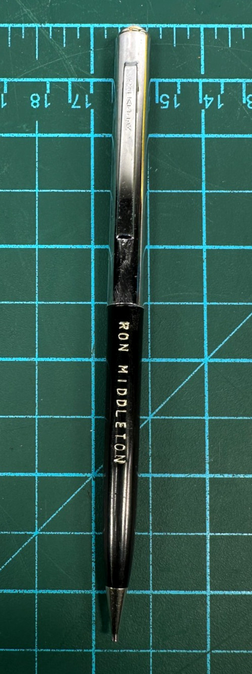 Vintage Sheaffer Mechanical Twist Pencil Black Chrome Personalized Ron Middleton