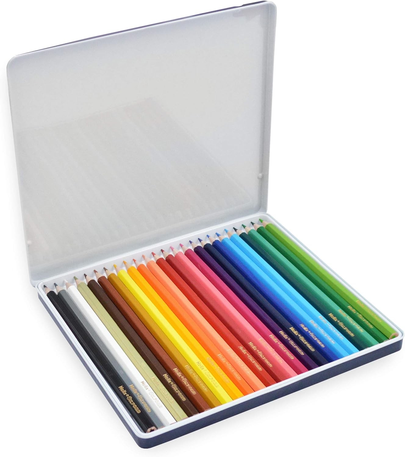 Helix Oxford Colouring Pencils in Metal Tin 24 Count (Pack of 1), Assorted