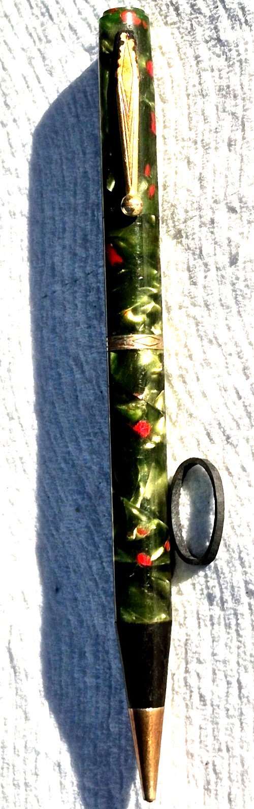 “WATERMAN’S … Made in U.S.A.” #94 Pearl Flakes in Green, Red Spots/PBT Pencil