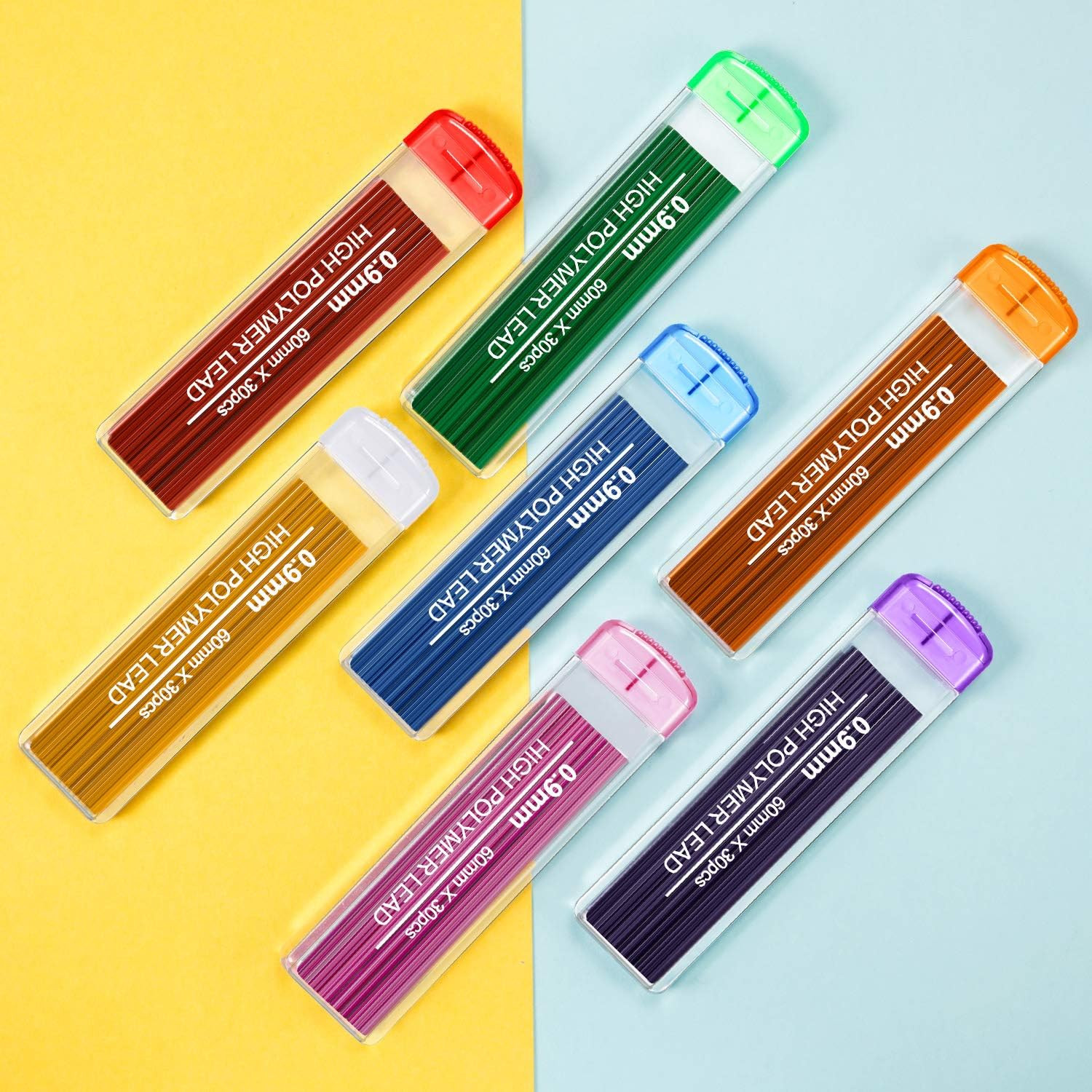 210 Pcs Colorful Refill 0.9 mm Automatic Mechanical Pencil Refills 7 Colors Stat