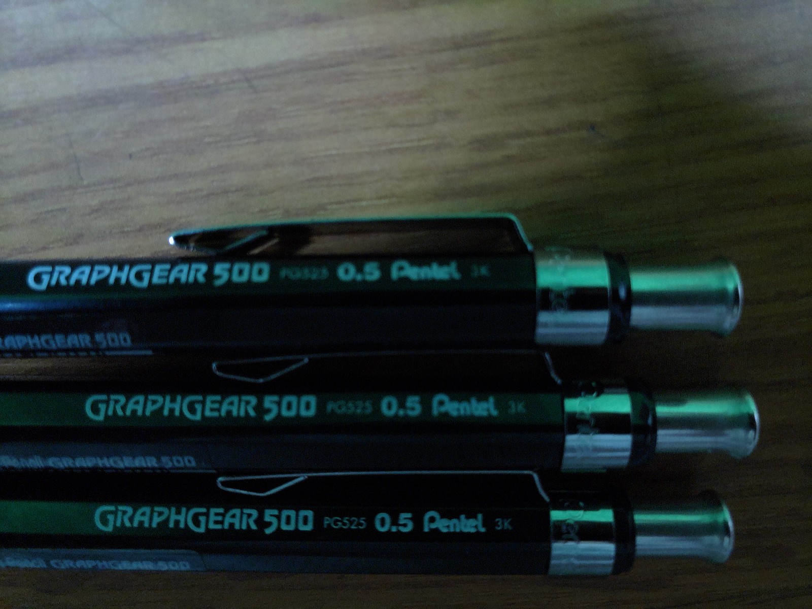 3 X Pentel Graphgear 500 Pencils Refillable .5mm Black PG525A & 3 Color Hi-Liter