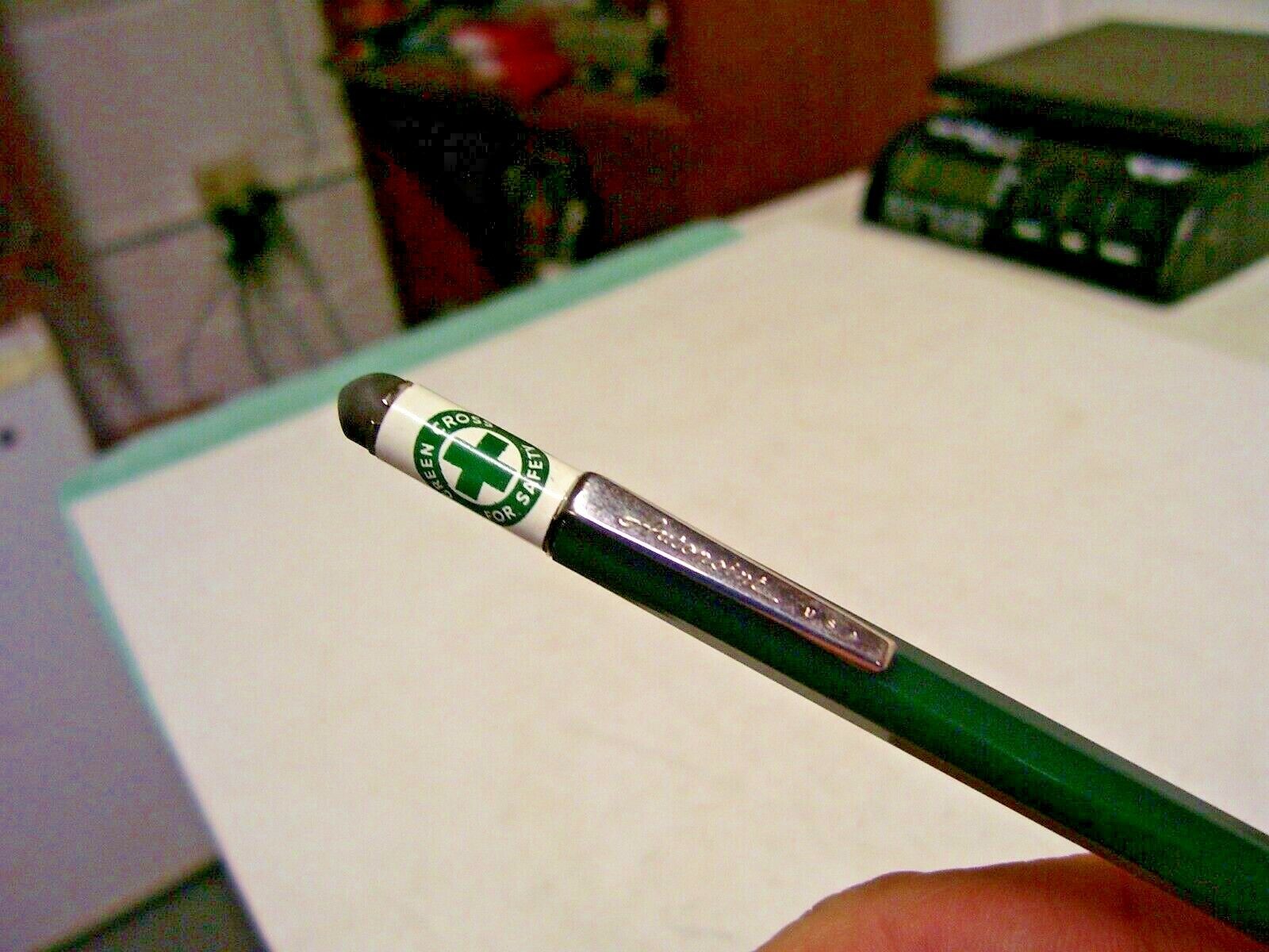 Vintage Autopoint Mechanical Pencil Green Cross For Safety, USA
